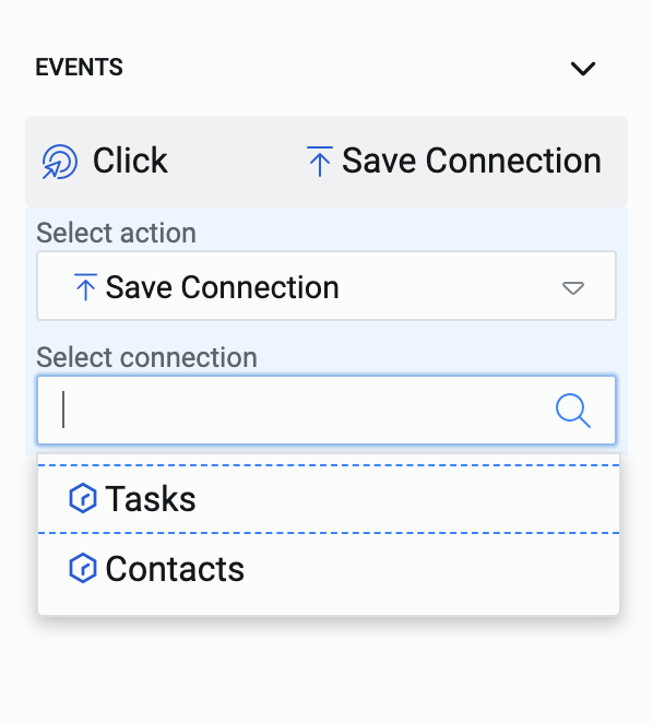 Image showing save connection action settings